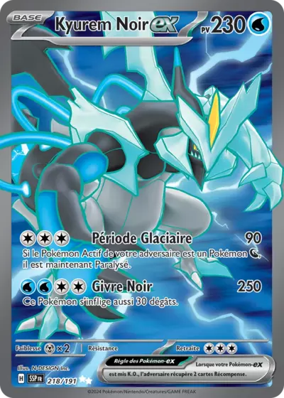 Retrouvez Kyurem Noir EX 218/191 – Étincelles Déferlantes chez Manga Cash Ans (Liège).
