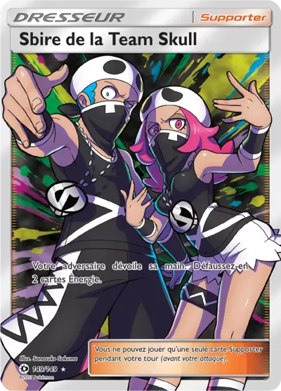 Sbire de la Team Skull 149/149, carte Soleil et Lune (SUM), en vente à Manga Cash à Ans, province de Liège.