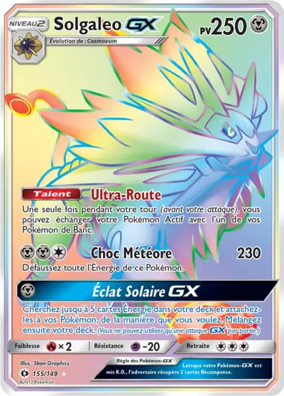 Solgaleo GX 155/149, carte Soleil et Lune (SUM), en vente à Manga Cash à Ans, province de Liège.