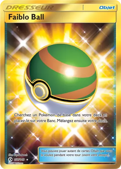 Faiblo Ball 158/149, carte Soleil et Lune (SUM), en vente à Manga Cash à Ans, province de Liège.