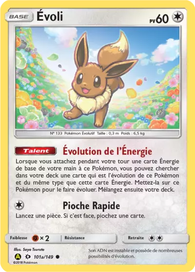 Évoli 101a/149, carte Soleil et Lune (SUM), en vente à Manga Cash à Ans, province de Liège.