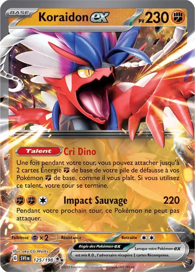 Retrouvez Koraidon EX 125/198 – Écarlate et Violet chez Manga Cash Ans (Liège).