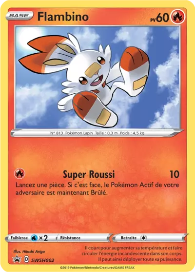 Carte Pokémon Flambino SWSH002 - Promo Épée et Bouclier (SWSH) chez Manga Cash Ans (Liège)