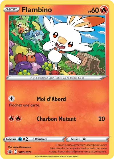 Carte Pokémon Flambino SWSH071 - Promo Épée et Bouclier (SWSH) chez Manga Cash Ans (Liège)