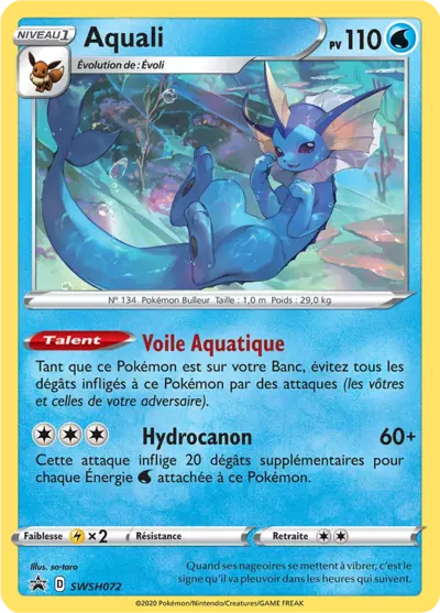 Carte Pokémon Aquali SWSH072 - Promo Épée et Bouclier (SWSH) chez Manga Cash Ans (Liège)