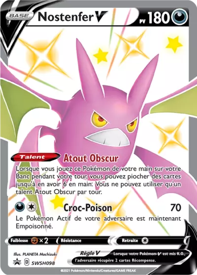 Carte Pokémon Nostenfer V SWSH098 - Promo Épée et Bouclier (SWSH) chez Manga Cash Ans (Liège)