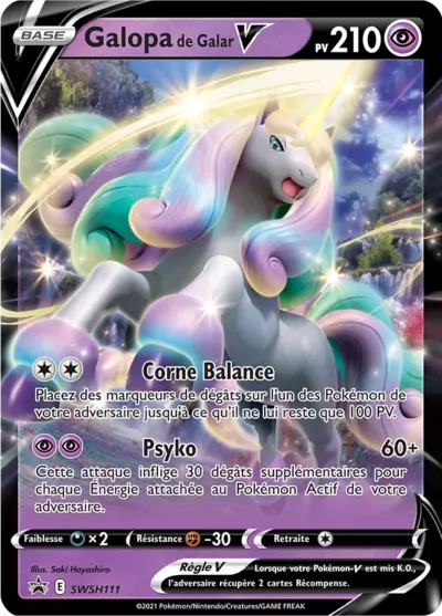 Carte Pokémon Galopa de Galar V SWSH111 - Promo Épée et Bouclier (SWSH) chez Manga Cash Ans (Liège)
