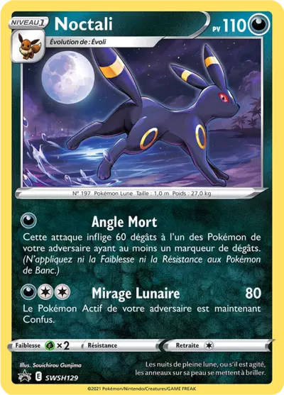 Carte Pokémon Noctali SWSH129 - Promo Épée et Bouclier (SWSH) chez Manga Cash Ans (Liège)