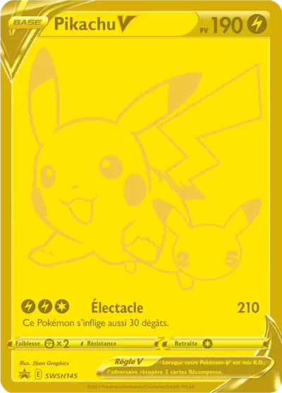 Carte Pokémon Pikachu V SWSH145 - Promo Épée et Bouclier (SWSH) chez Manga Cash Ans (Liège)