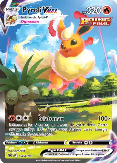Carte Pokémon Pyroli VMAX SWSH180 - Promo Épée et Bouclier (SWSH) chez Manga Cash Ans (Liège)