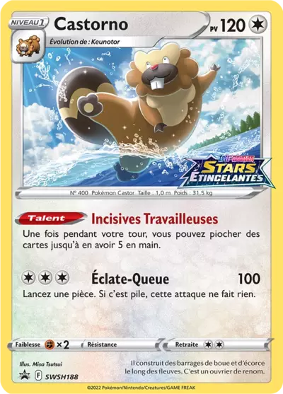 Carte Pokémon Castorno SWSH188 - Promo Épée et Bouclier (SWSH) chez Manga Cash Ans (Liège)