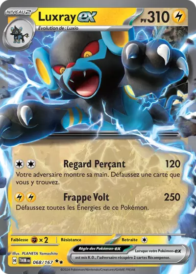 Retrouvez Luxray EX 068/167 – Mascarade Crépusculaire chez Manga Cash Ans (Liège).