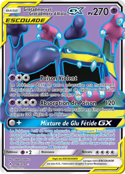 Grotadmorv et Grotadmorv d'Alola Escouade 196/214, carte Alliance Infaillible (UNB), en vente à Manga Cash à Ans, province de Liège.