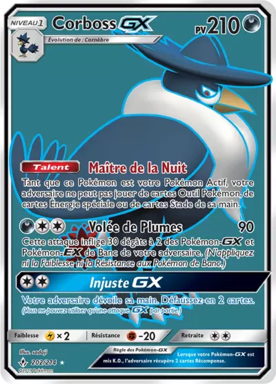 Corboss GX 202/214, carte Alliance Infaillible (UNB), en vente à Manga Cash à Ans, province de Liège.