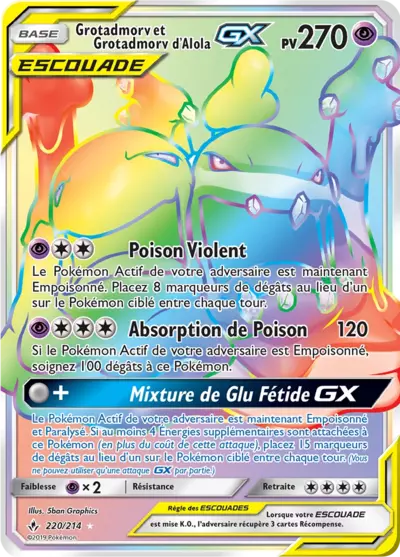 Grotadmorv et Grotadmorv d'Alola Escouade 220/214, carte Alliance Infaillible (UNB), en vente à Manga Cash à Ans, province de Liège.