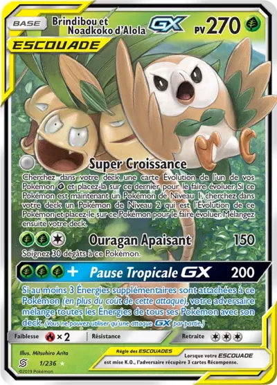 Brindibou et Noadkoko d'Alola Escouade 1/236, carte Harmonie des Esprits (UNM), en vente à Manga Cash à Ans, province de Liège.