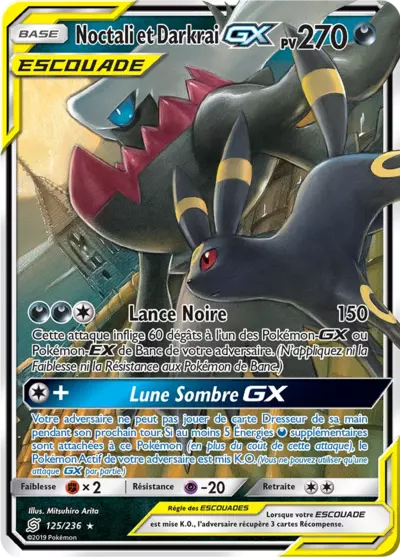 Noctali et Darkrai Escouade 125/236, carte Harmonie des Esprits (UNM), en vente à Manga Cash à Ans, province de Liège.