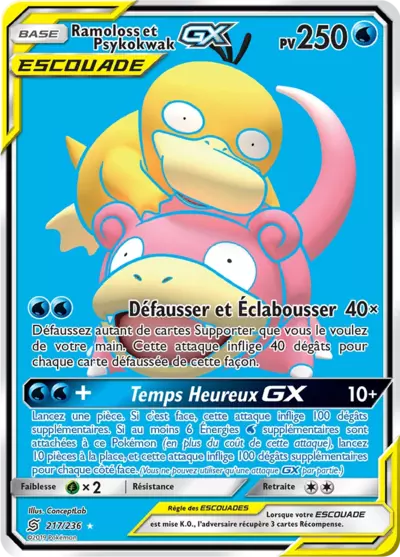 Ramoloss et Psykokwak Escouade 217/236, carte Harmonie des Esprits (UNM), en vente à Manga Cash à Ans, province de Liège.