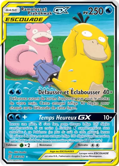 Ramoloss et Psykokwak Escouade 218/236, carte Harmonie des Esprits (UNM), en vente à Manga Cash à Ans, province de Liège.