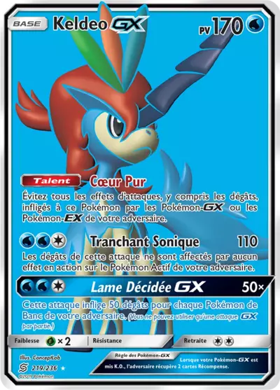 Keldeo GX 219/236, carte Harmonie des Esprits (UNM), en vente à Manga Cash à Ans, province de Liège.