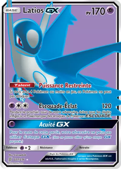Latios GX 223/236, carte Harmonie des Esprits (UNM), en vente à Manga Cash à Ans, province de Liège.