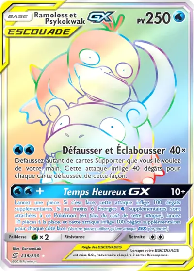 Ramoloss et Psykokwak Escouade 239/236, carte Harmonie des Esprits (UNM), en vente à Manga Cash à Ans, province de Liège.
