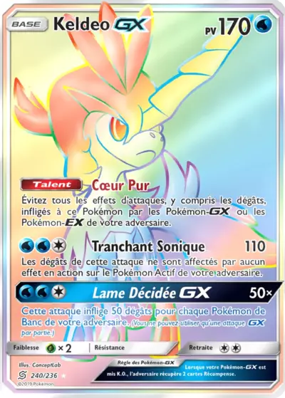 Keldeo GX 240/236, carte Harmonie des Esprits (UNM), en vente à Manga Cash à Ans, province de Liège.