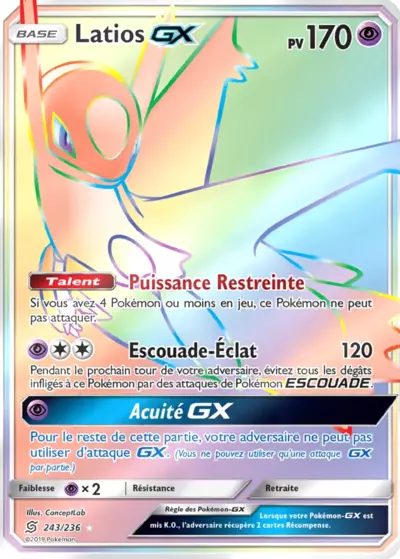 Latios GX 243/236, carte Harmonie des Esprits (UNM), en vente à Manga Cash à Ans, province de Liège.