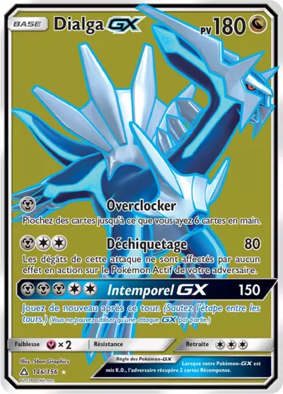 Dialga GX 146/156, carte Ultra-Prisme (UPR), en vente à Manga Cash à Ans, province de Liège.