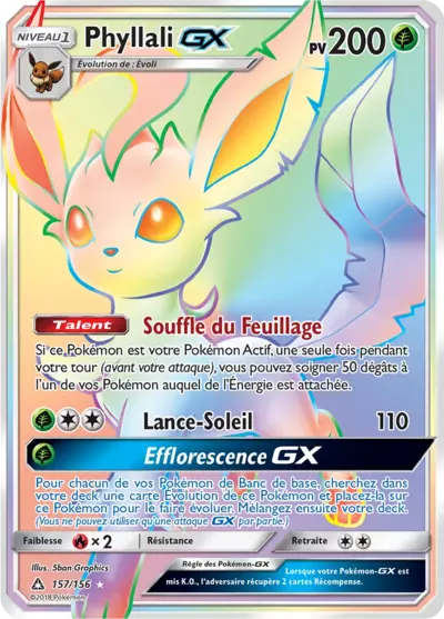 Phyllali GX 157/156, carte Ultra-Prisme (UPR), en vente à Manga Cash à Ans, province de Liège.