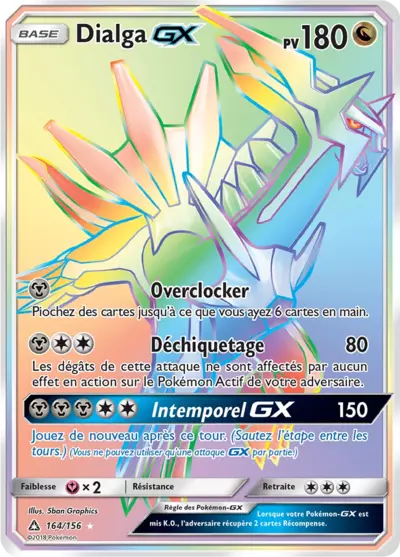 Dialga GX 164/156, carte Ultra-Prisme (UPR), en vente à Manga Cash à Ans, province de Liège.