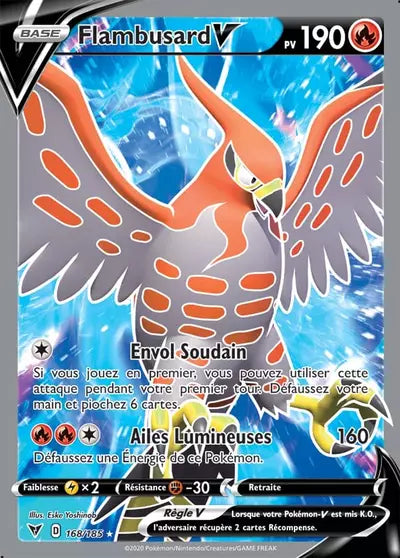 Carte Pokémon Flambusard V 168/185 Voltage Éclatant - Manga Cash Liège