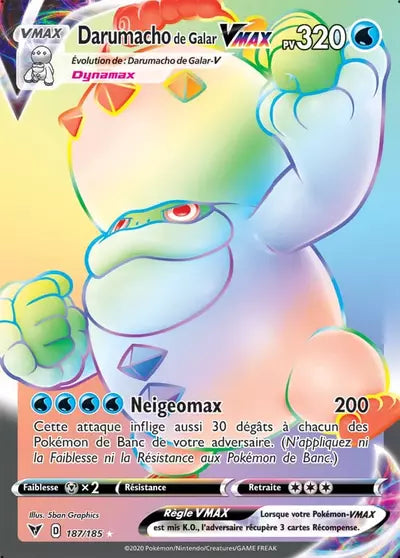 Carte Pokémon Darumacho de Galar VMAX 187/185 Voltage Éclatant - Manga Cash Liège