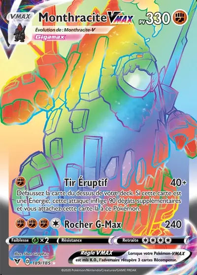 Carte Pokémon Monthracite VMAX 189/185 Voltage Éclatant - Manga Cash Ans (Liège)