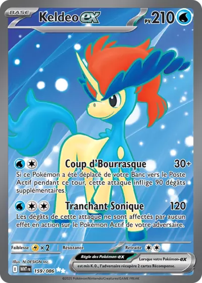 Retrouvez Keldeo EX 159/086 – Flamme Blanche chez Manga Cash Ans (Liège).
