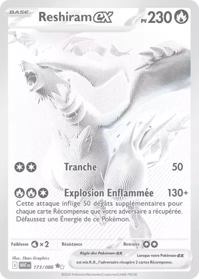 Retrouvez Reshiram EX 173/086 – Flamme Blanche chez Manga Cash Ans (Liège).