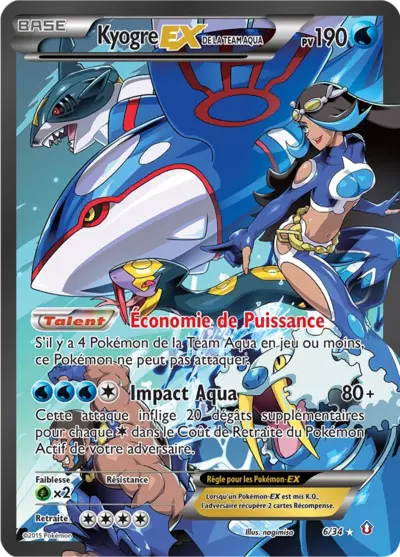 Carte Pokémon Kyogre-EX de la Team Aqua 6/34 Double Danger en français