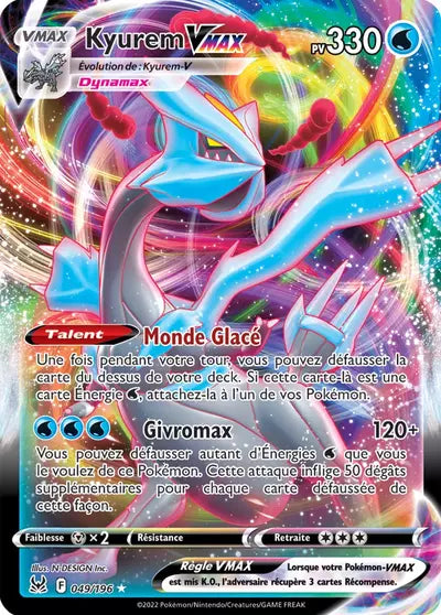 Kyurem VMAX 049/196 issu de l’extension Origine Perdue, référencée chez Manga Cash à Ans en région liégeoise.