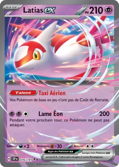 Latias EX 076/191 de l’extension Étincelles Déferlantes, mise en avant par Manga Cash à Ans en province de Liège.
