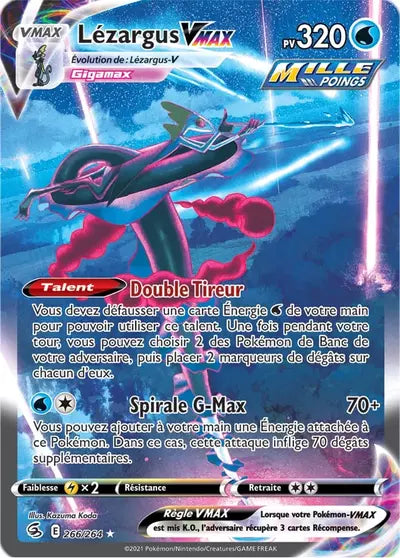 Carte Pokémon Lézargus VMAX 266/264 de l’extension Poing de Fusion en vente à Manga Cash Ans et Liège