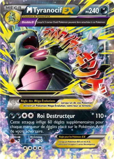Carte Pokémon M-Tyranocif-EX 43/98 XY Origines Antiques en français