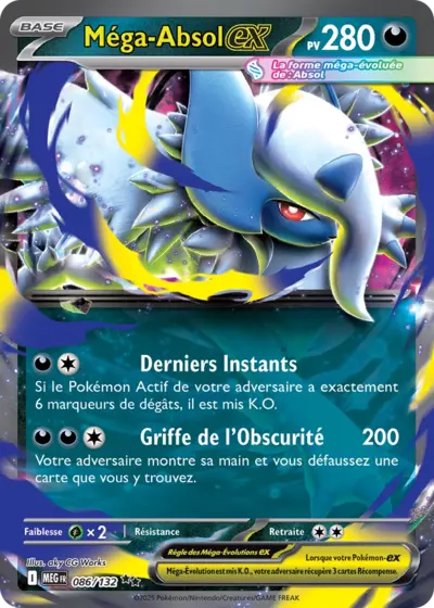 Retrouvez Méga-Absol EX 086/132 – Méga Évolution chez Manga Cash Ans (Liège).

