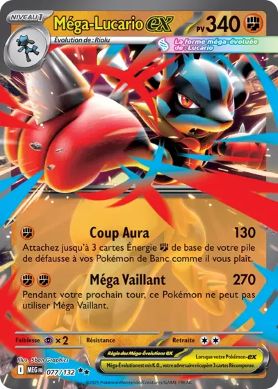 Retrouvez Méga-Lucario EX 077/132 – Méga Évolution chez Manga Cash Ans (Liège).
