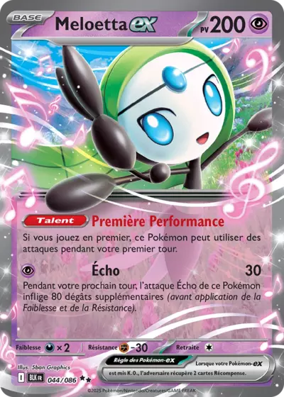 Meloetta EX 044/086 de l’extension Foudre Noire, à découvrir chez Manga Cash à Ans en région liégeoise.