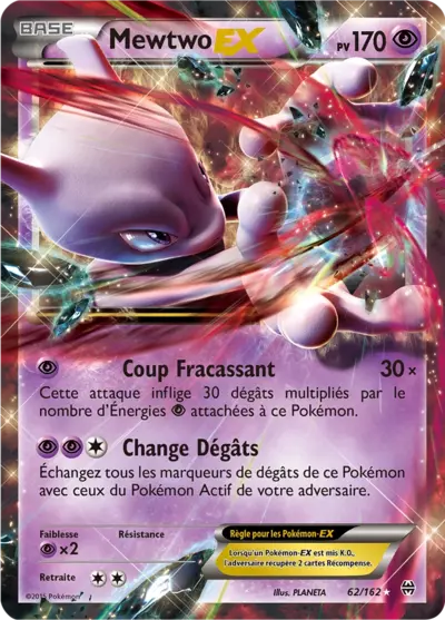 Carte Pokémon Mewtwo-EX 62/162 XY Impulsion TURBO en français