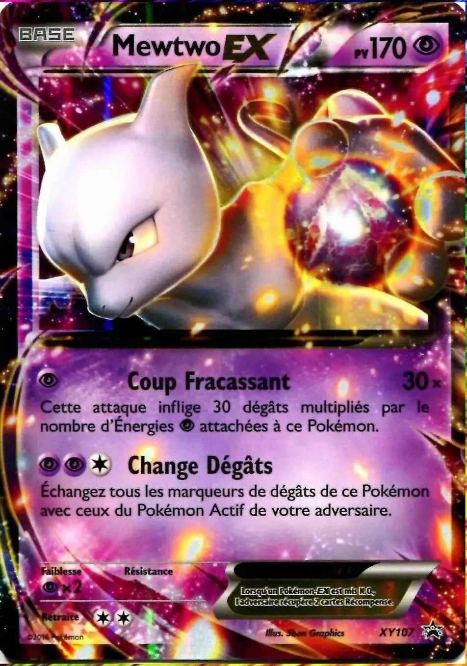 Mewtwo EX XY107 Promo issu des cartes Black Star, mise en avant par Manga Cash à Ans, près de Liège.