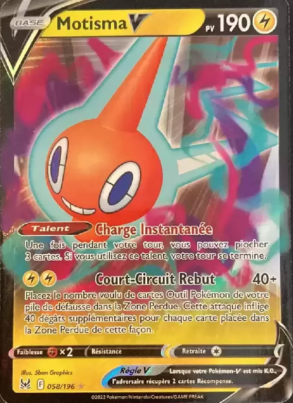 Carte Pokémon Motisma V 058/196 Origine Perdue disponible à Liège chez Manga Cash