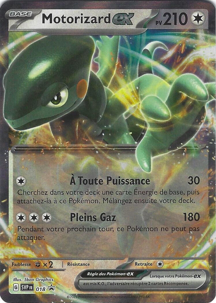 Motorizard EX SVP018 Promo des cartes Écarlate et Violet, en vente à Manga Cash à Ans, province de Liège.