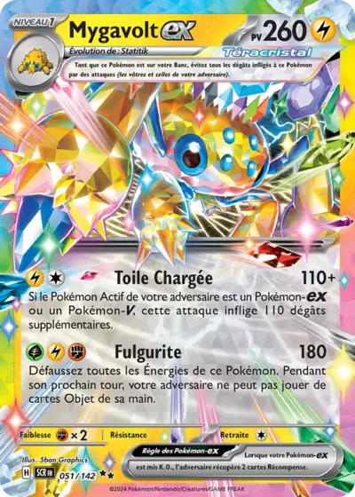 Mygavolt EX 051/142 issu de l’extension Couronne Stellaire, mise en avant par Manga Cash à Ans, province de Liège.