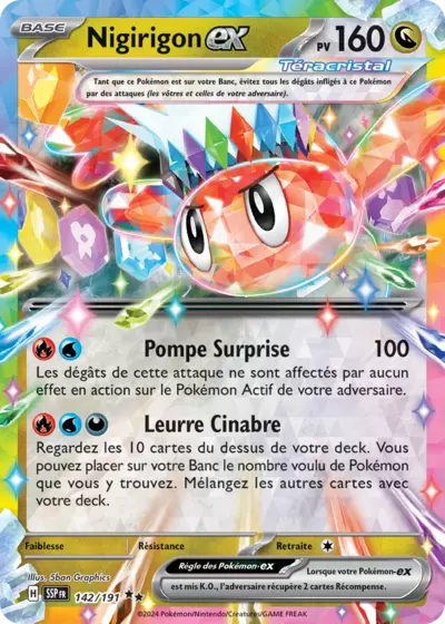 Nigirigon EX 142/191 issu de l’extension Étincelles Déferlantes, mise en avant par Manga Cash à Ans en région liégeoise.